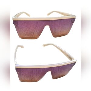 Quay Australia Hindsight 125 Shield Sunglasses  Ivory Purple Orange